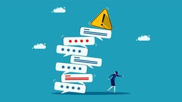 a person is walking towards a pile of speech bubbles vector