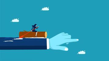 a hand holding a log with a person on it vector