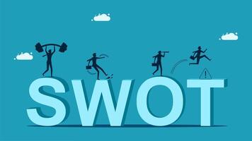 swot word with people standing on it vector