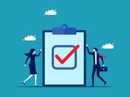 business people with clipboard and check mark on it vector