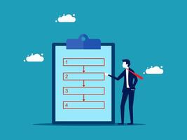 businessman with clipboard and checklist on blue background vector
