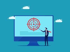 businessman pointing at target on computer screen vector