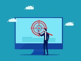 businessman with target on computer screen vector