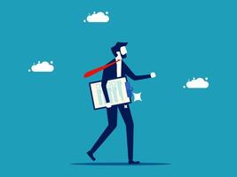 businessman with briefcase and red tie running with a book vector