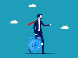 businessman with alarm clock and tie running with it vector