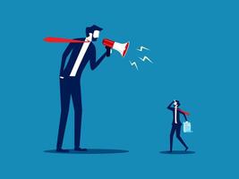 Negative criticism. Businessman holds a megaphone and criticizes an employee vector