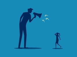 Negative criticism. Businessman holds a megaphone and criticizes an employee vector