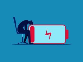 Depressed businessman running out of energy vector