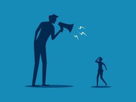 Negative criticism. Businessman holds a megaphone and criticizes an employee vector