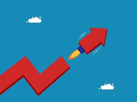 Develop quickly. Rocket growth graph vector