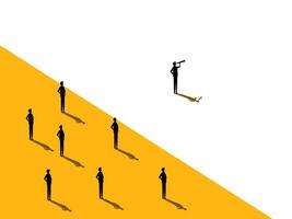 Leaders with vision, think differently and creatively. Businessman looking into binoculars vector