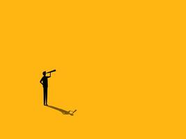 Businessman looking through binoculars on empty space vector