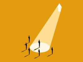 Think differently, grow your business. Businessman standing out in the spotlight vector