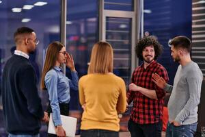 Multicultural Business Team Brainstorming During Coffee Break photo