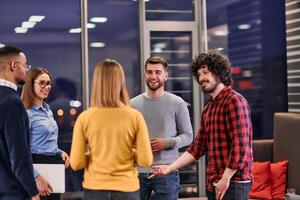 Multicultural Business Team Brainstorming During Coffee Break photo