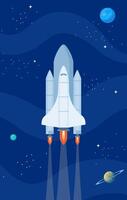 Space shuttle. Spaceship in outer space. Cosmos discovery. Space exploration concept. . vector