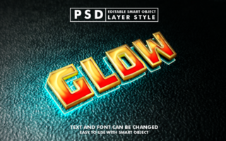 Glow custom text effect psd