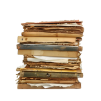 Stack of papers and files isolated on a transparent background png