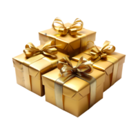 dorado regalo cajas aislado en un transparente antecedentes png