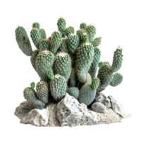 Cluster of cacti with rocks isolated on a transparent background png