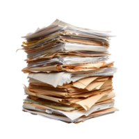 Stack of papers and files isolated on a transparent background png