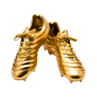 Golden soccer cleats isolated on a transparent background png