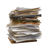 Papers and files isolated on a transparent background png