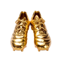 Golden soccer cleats isolated on a transparent background png