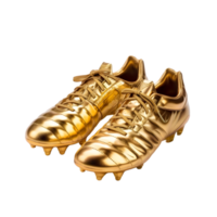 Golden soccer cleats isolated on a transparent background png