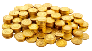 Gold coins isolated on a transparent background png