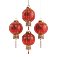 3d chinese new year lantern on isolated transparent background Genereted AI png