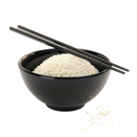 Rice in a Bowl with Chopsticks on Transparent Background Genereted AI png