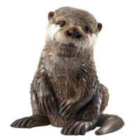 Otter looking at the camera with its paw on its chest Genereted AI png