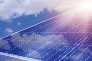 Solar panel, photovoltaic, alternative electricity source - concept of sustainable resources photo