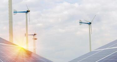 Solar panel, photovoltaic, alternative electricity source - concept of sustainable resources photo