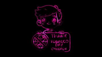 Glowing looping world no tobacco Day thank you message with the World No Tobacco. neon frame effect, black background. video