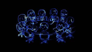 Glowing looping world no tobacco Day WHO officials discussing tobacco control measures. neon frame effect, black background. video