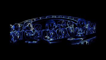 Glowing looping world world ocean Day Earth Summit . neon frame effect, black background. video