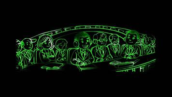 Glowing looping world world ocean Day Earth Summit . neon frame effect, black background. video