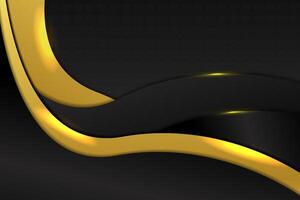 Abstract fluid background with gold and black color vector