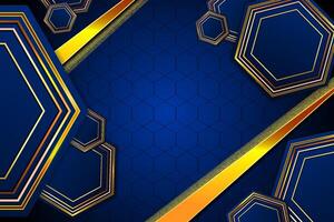Black background polygon shape with gold and blue color vector