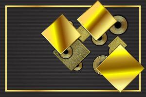 Abstract background rectangle and ellipse shape with gold and black color vector