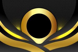 Abstract background ellipse shape with black and gold color vector