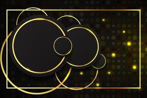 Abstract background ellipse shape with black and gold color vector