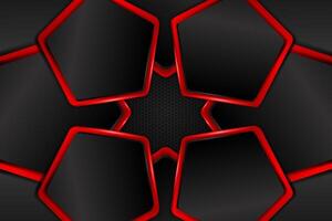 Abstract background polygon shape with black and red color vector
