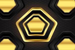 Abstract background polygon shape with black and gold color vector