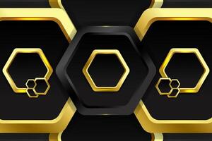 Abstract background polygon shape with black and gold color vector