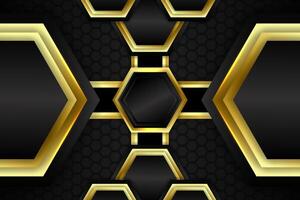 Abstract background polygon shape with black and gold color vector