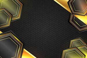 Abstract background polygon shape with black and gold color vector