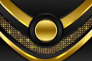 Abstract background ellipse shape with black and gold color vector
